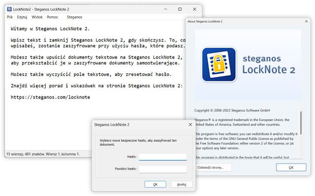 Zrzuty ekranu Steganos LockNote 2