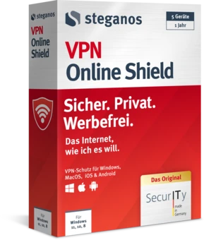 Steganos VPN Online Shield Verpackung – linke Ansicht